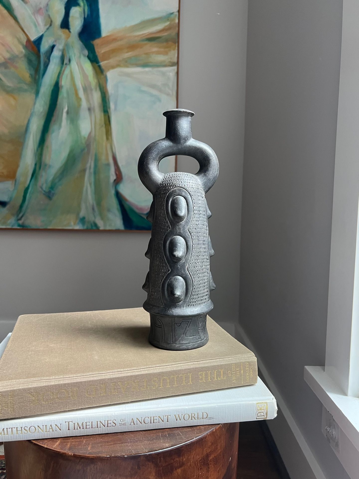 Handcrafted Detailed Tribal Vase ( H12 1/2” ) firm on price 