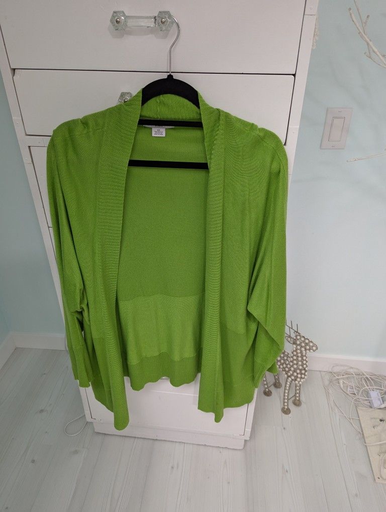 Woman's 2x Green Cardigan