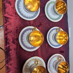 Vintage JSK Czech Porcelain Espresso Cup And Saucer 12 Piece Set