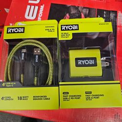 RYOBI 4 ' USB A PORT TO C AND FAST CHARGING CHARGER