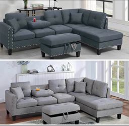 $390 sectional couch with ottoman