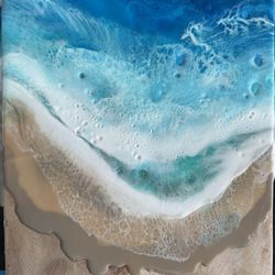 Hand made Ocean Wave Epoxy Art Sofa Table