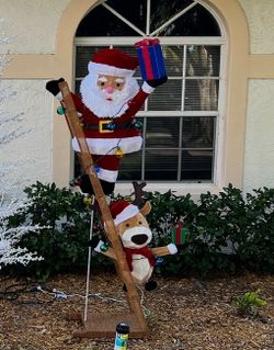 Light Up Santa and Reindeer Outdoor Christmas Decoration