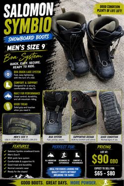 Salomon Symbio Snowboard Boots – Men’s Size 9