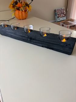 Black wooden  candle holder