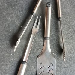 3 Piece Stainless Steel BBQ Grilling Utensil Tool Set Heavy Duty Grill 