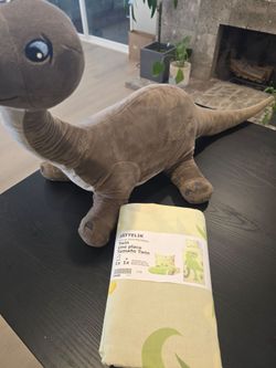 IKEA- Jattelik twin dinosaur comforter cover NEW + IKEA dinosaur stuffy