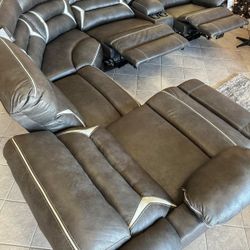 Leather Power Reclining Sectional Sofa Couch 
