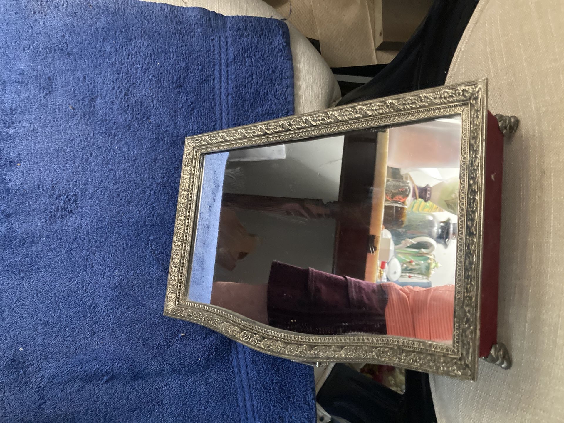 Vintage 1950s Mirrored Top Jewelry Box