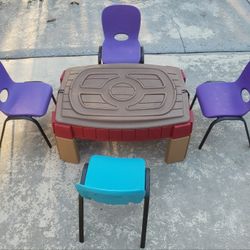 Ste 2 naturally playful sand &  water sand box kids toddlers and 4 kids chairs LIFETIME 