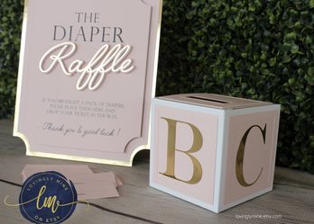 Diaper Raffle Sign & Box For Baby Shower 