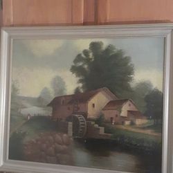 Oil on Canvas Painting Signed: Rich SCHMIDT 1905, 31.5" Tall  31.5" Wide Has Craquelures And Small Lose Of Painting In Different Areas  Please look At