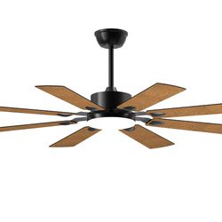 52 Inch Ceiling Fan with Lights and Remote Control, 8 Plywood Blades, 6-Speed Noiseless Reversible DC Motor, Windmill Ceiling fan  Black
