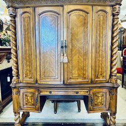 AICO By Michael Amini English Truffle Brittany Desk And Hutch - NY