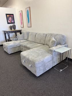 Double chaise sectional with bed