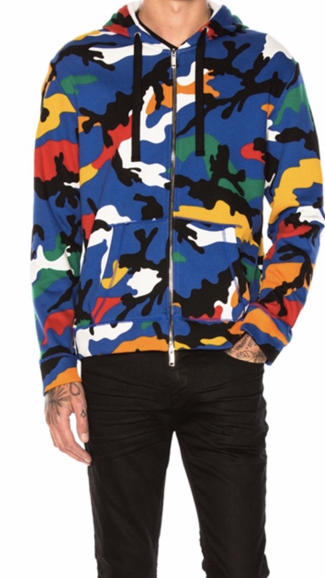 NWT Valentino Garavini Multi Color Camo Sweater Jacket Hoodie $1350 Bape