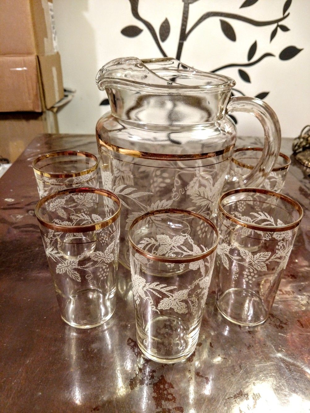 Vintage Pitcher And Glasses