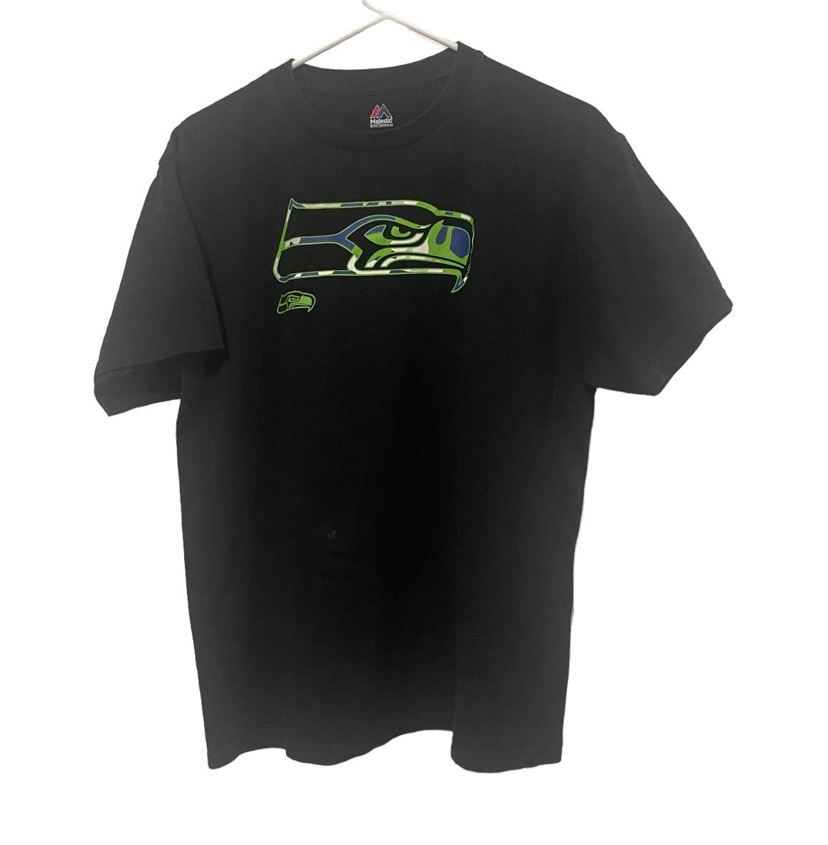 Majestic NFL Seattle Seahawks T-Shirt Men’s L Black Football Graphic Cotton