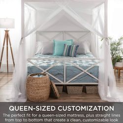 Queen Bed Canopy Bed Frame w/ Box Spring