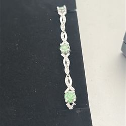 Green and Clear Moissanite Bracelet