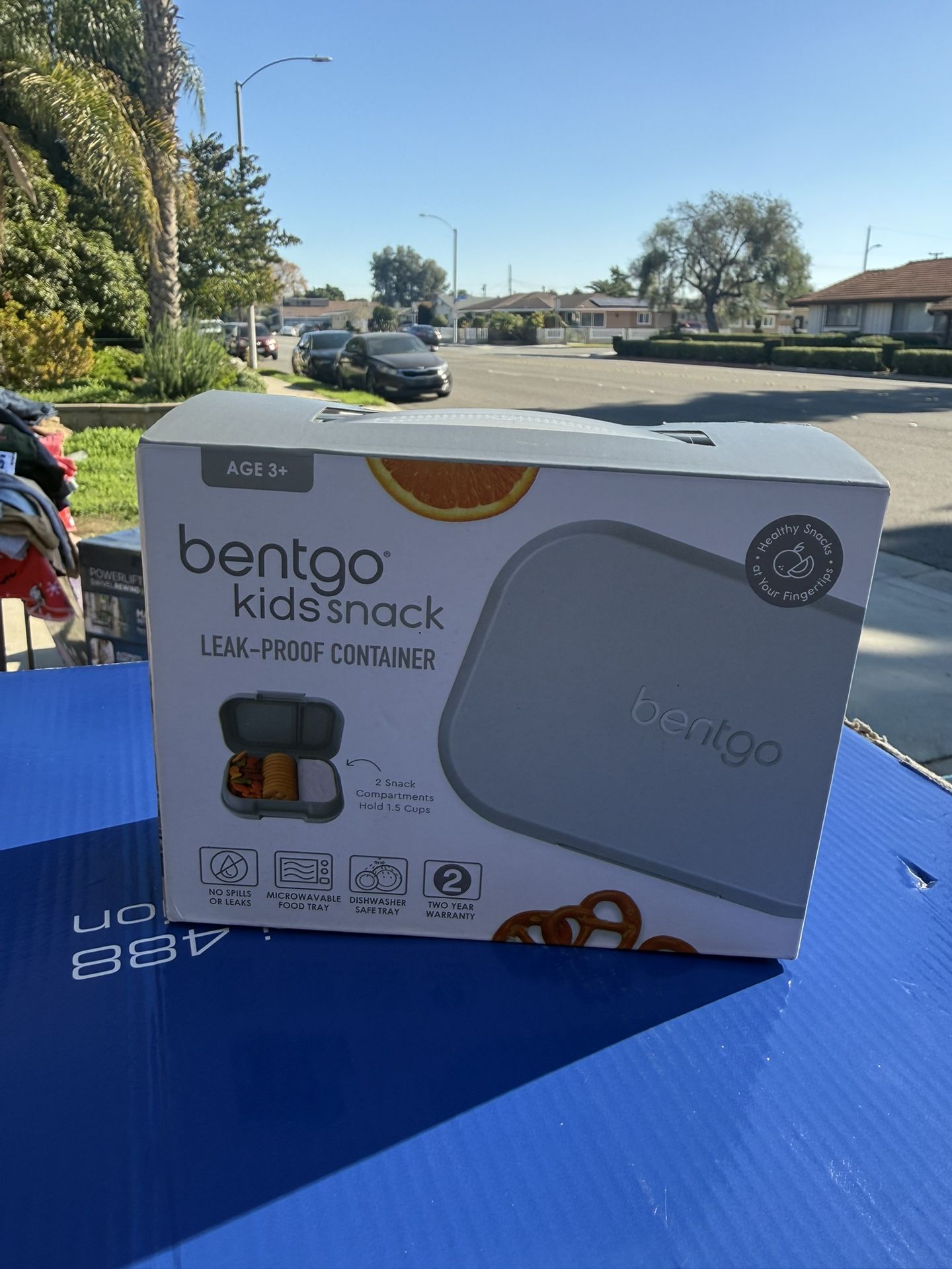 Bentgo Kids Snack 2 Compartment Bento Box Container, Gray