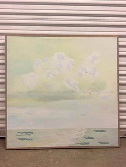 Large Framed Canvas Cloud And Water Art