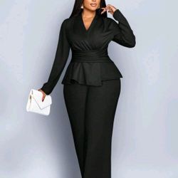 Women's 2pc Black Pants Suit Size 1X 