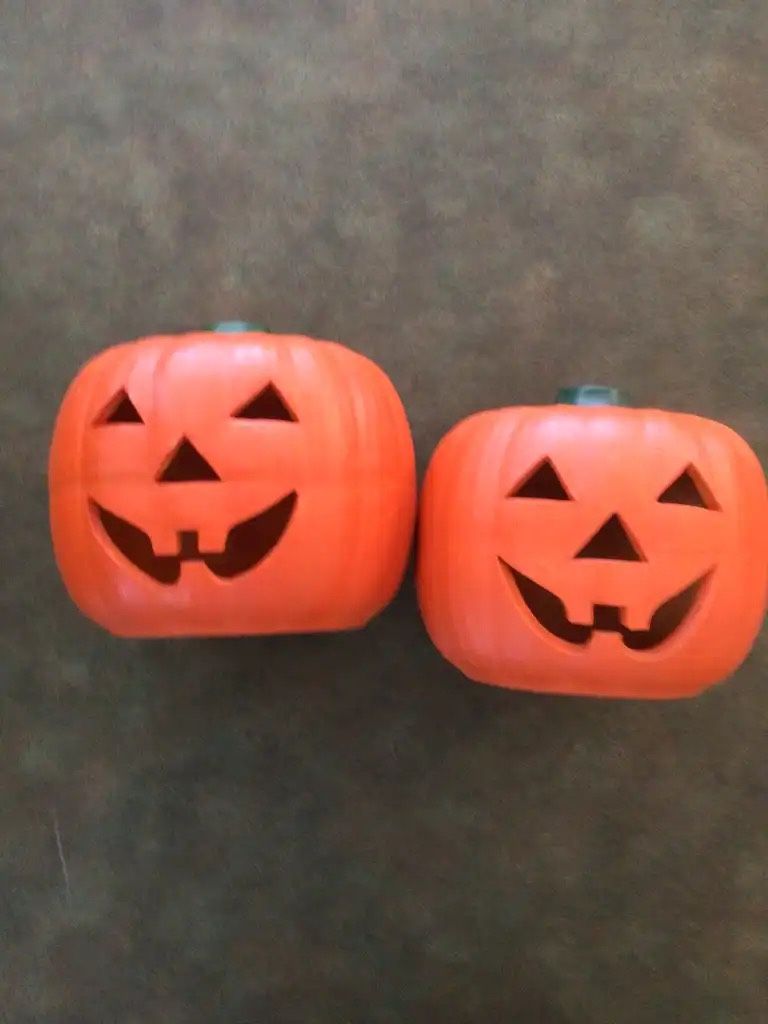 Pair of Ceramic Halloween Pumpkins