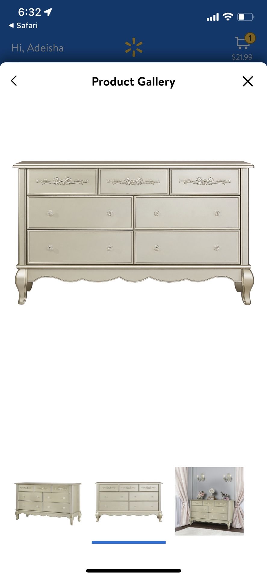 evolur aurora gold dust dresser Gold Dust Evolur Aurora Collection Evolur Aurora Drawer Double Dresser,  Metallic Gold Dust