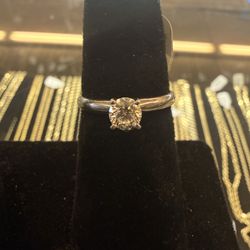 14KT White Gold Solitaire W/ LEO Round Diamond 43957-2