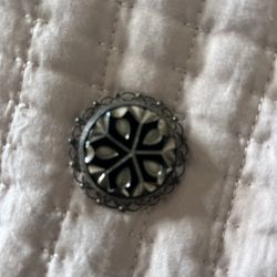 Vintage Silver And Black Colored Brooch 