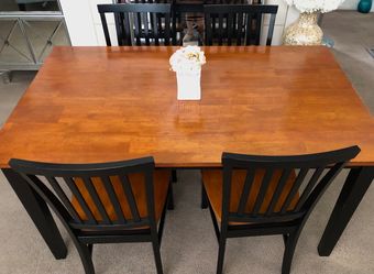 Wood Dining Table with 4 Chairs