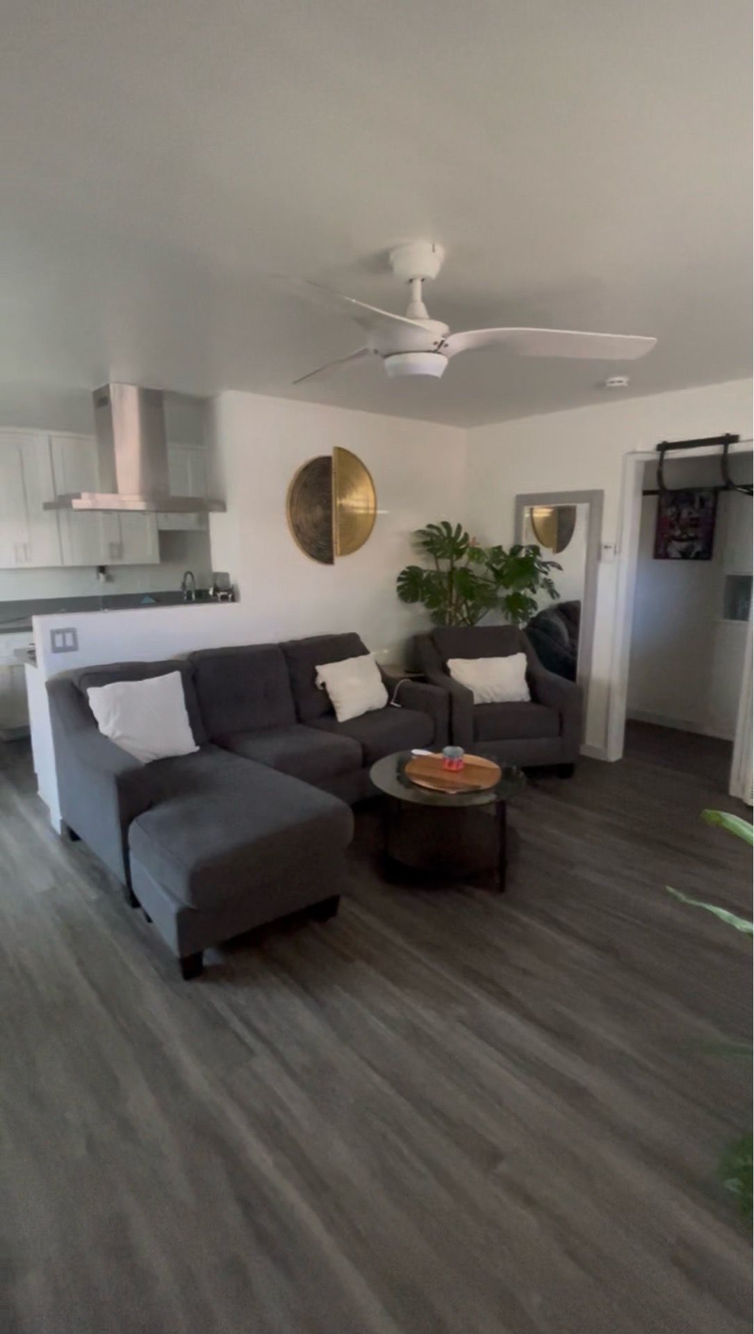 Modern Gray Sectional Sofa + Accent Chair