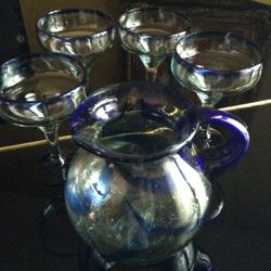 Margarita pitcher and glasses $55.00 CASH, TEXT FOR PRICES. 