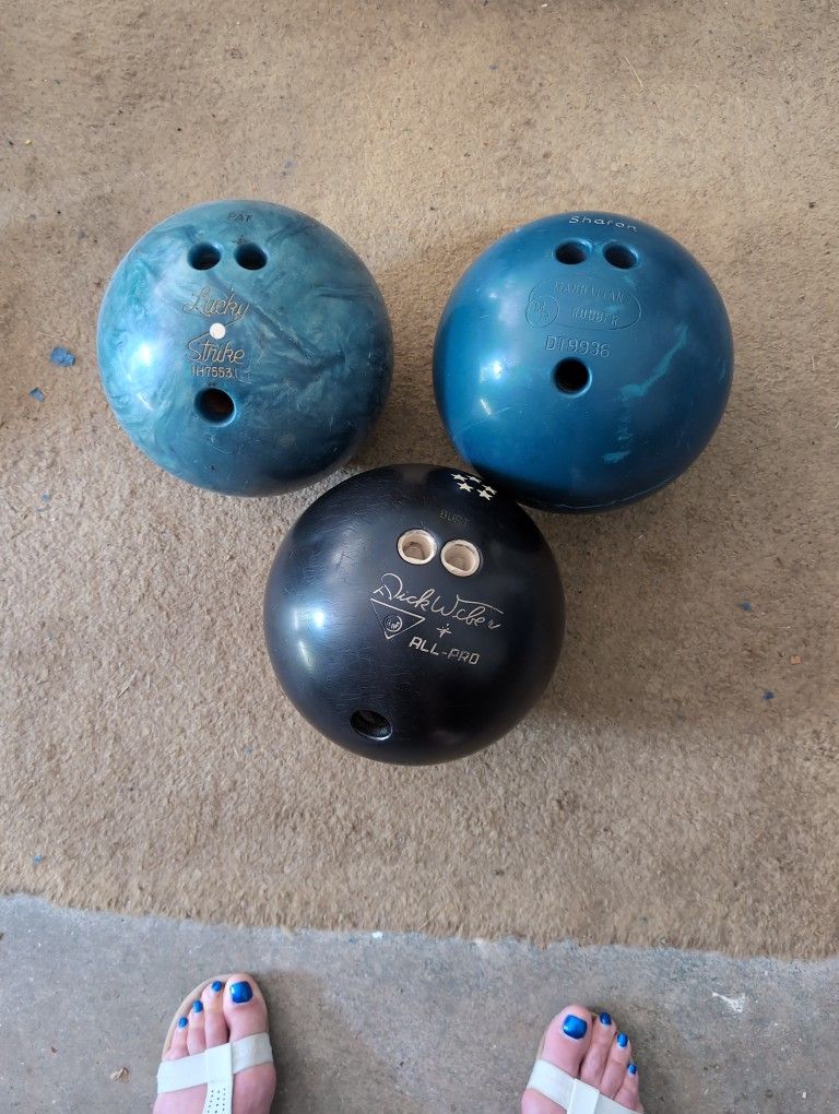 Three Bowling Balls- Can be Purchased Individually At $30 Each