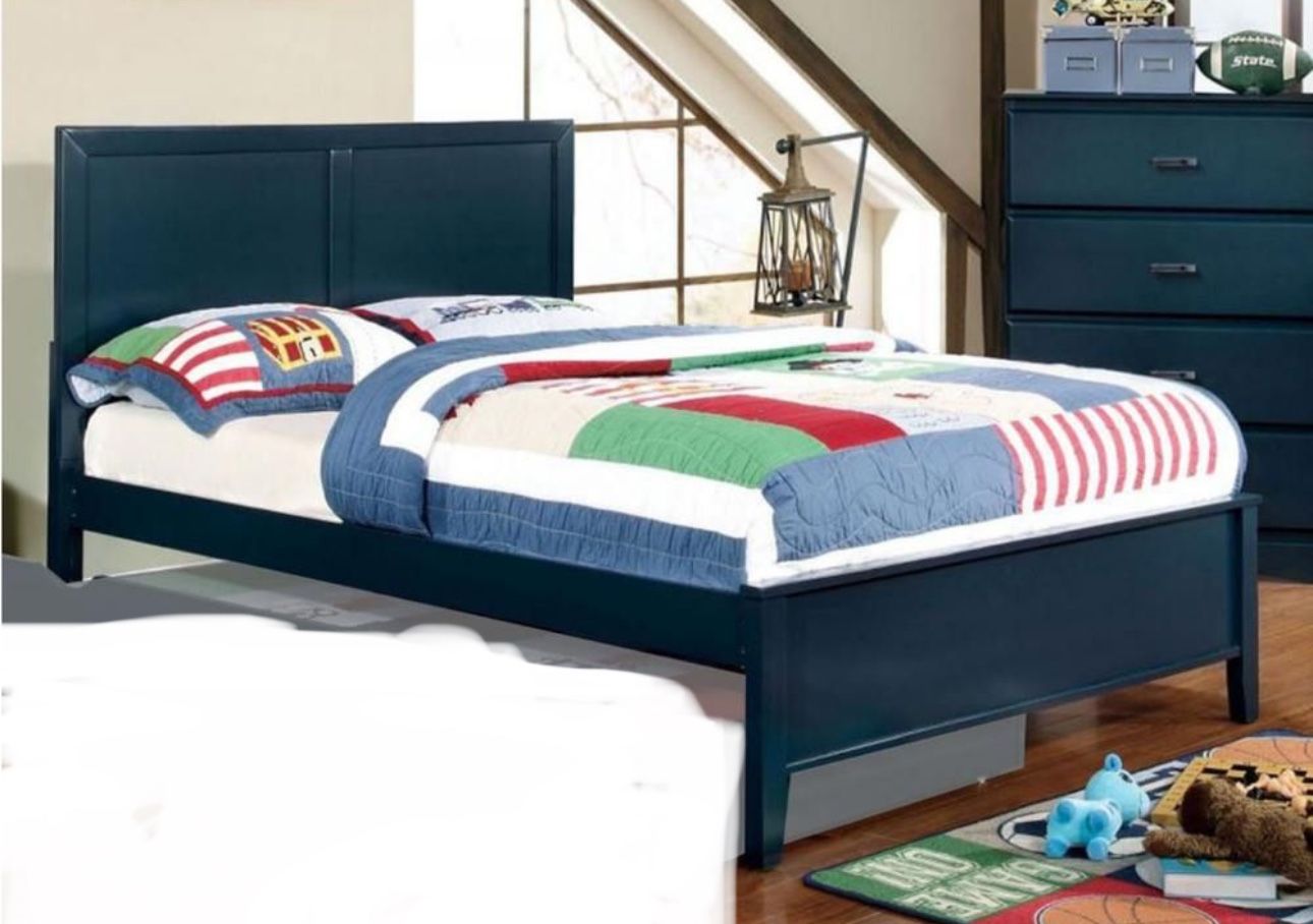 Twin Bed Wood Frame Blue 