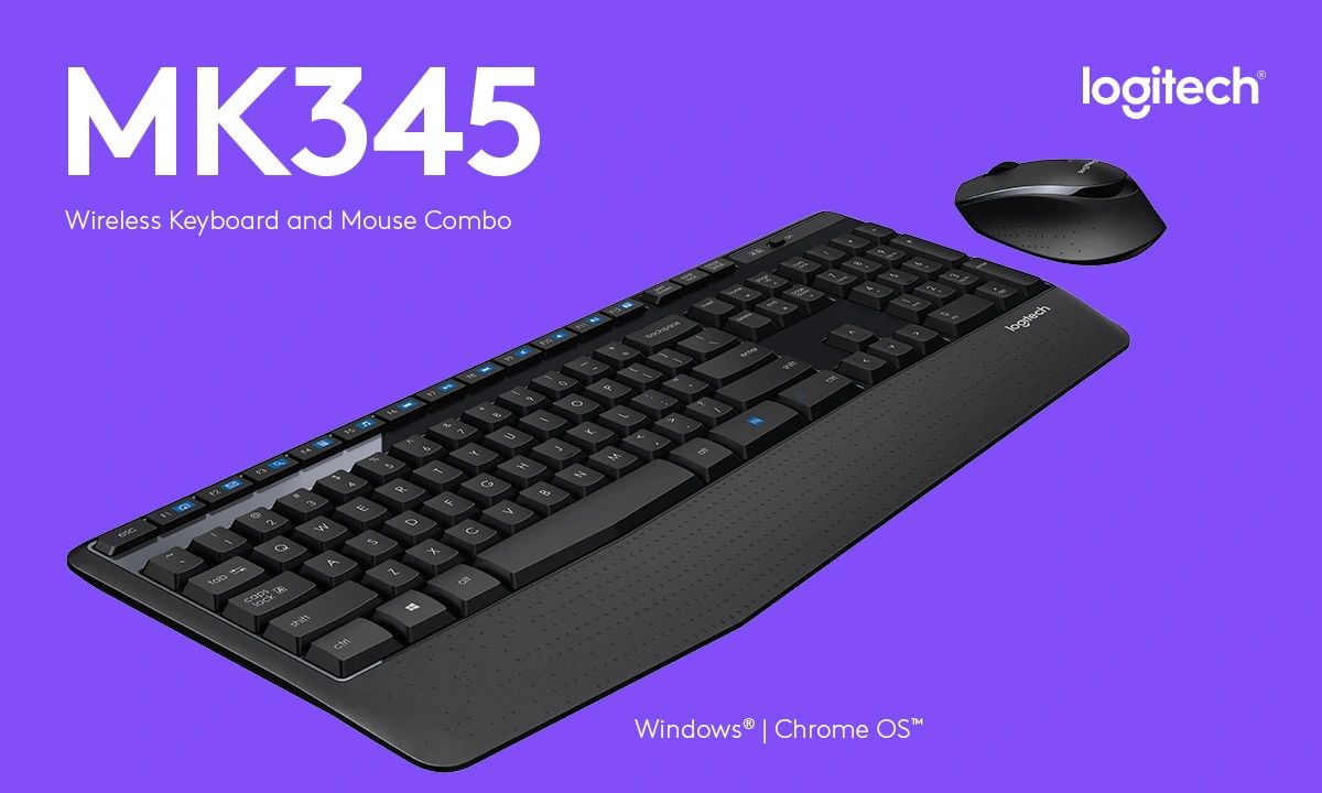 Logitech MK345 Wireless Keyboard & Mouse, Black