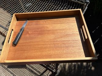 Large Wooden Serving Tray with Handles