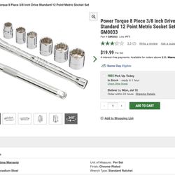 Power Torque 8 Piece 3/8” Drive Metric