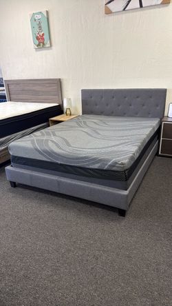 Queen bed frame and gel memory foam mattress