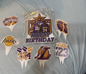 Lakers birthday cake / cupcake toppers