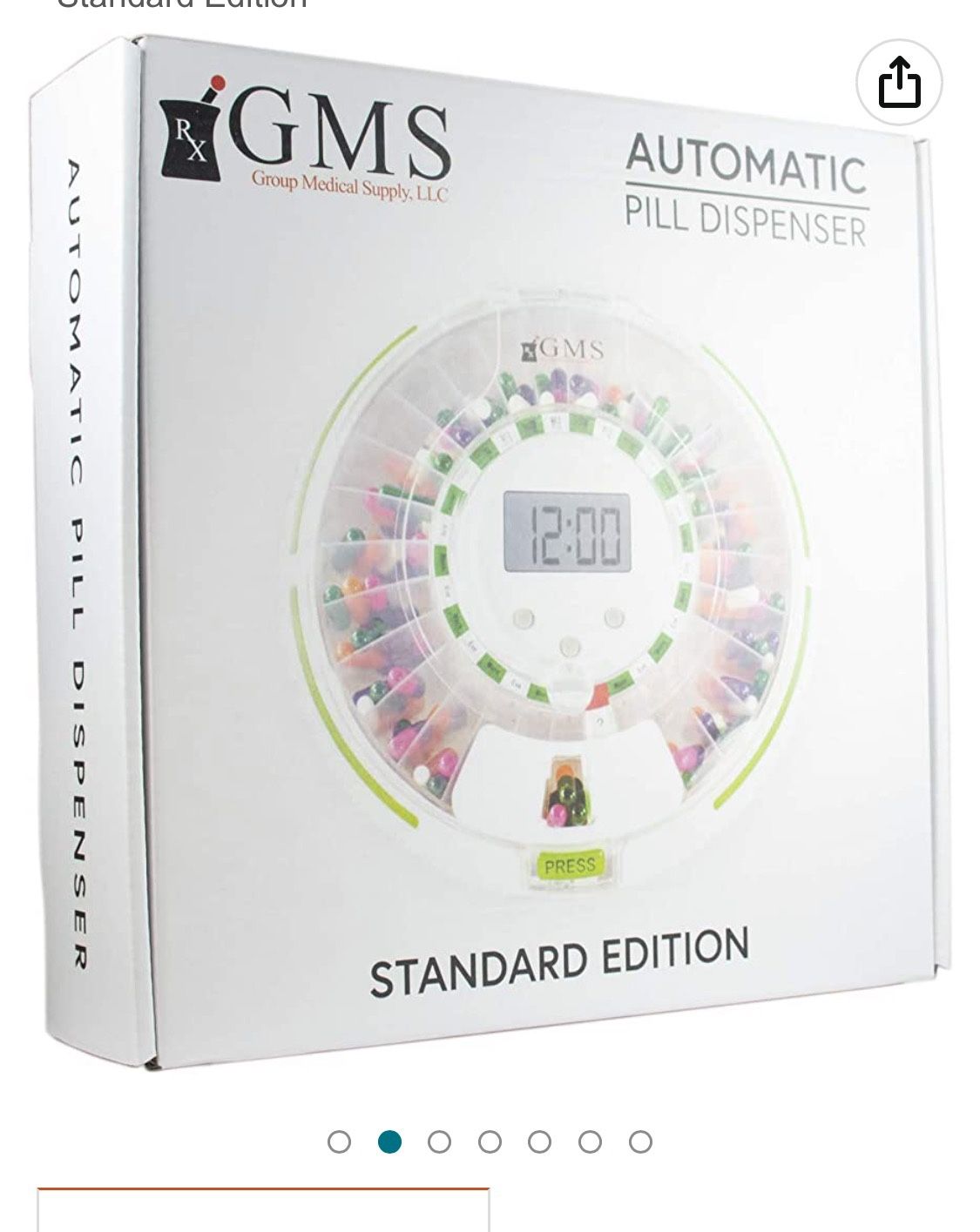 GMS 28 Day Automatic Pill Dispenser Dosage Reminder for up to 6 Alarms a Day with Flashing Light and Locked Cover - Standard Edition
