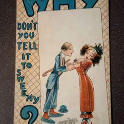 1911 Antique Artist Signed Carmichael comics WHY Series Cancelled Stamp Post Card 