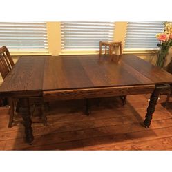 Antique Oak Dining Table & 4 Chairs 1897