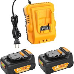 Upgraded 20V 6.0Ah Battery Replacement for Dewalt 20v Battery 2Pack with DCB112 Charger Combo