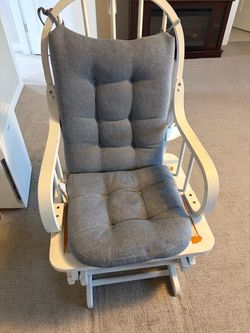 White Wood Glider Rocking Chair with Cushions