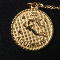 14k Gold Plated Aquarius Zodiac Necklace