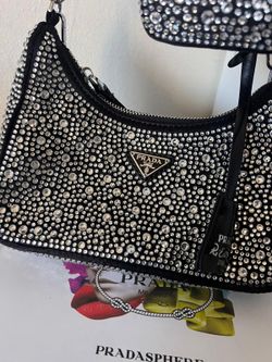Satin Bag With Crystals Prad@/ Luxury Designer Bags / Purse / Belt / Wallet For Man / Cartera De Disenador / Louis / GG / CD