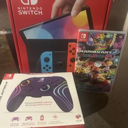 BRAND NEW NINTENDO SWITCH OLED W/MARIO KART 8 DELUXE & CONTROLLER 