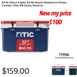 New RTIC 32 QT Ultra-Light Hard Cooler fits 48 cans patriot  $100 firm cash only pick up east Palmdale